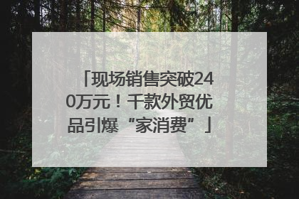 现场销售突破240万元！千款外贸优品引爆“家消费”