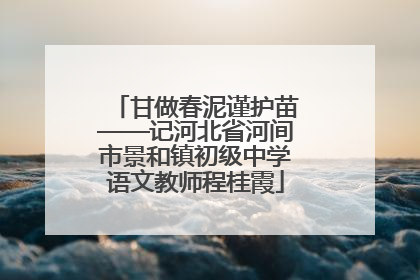 甘做春泥谨护苗——记河北省河间市景和镇初级中学语文教师程桂霞