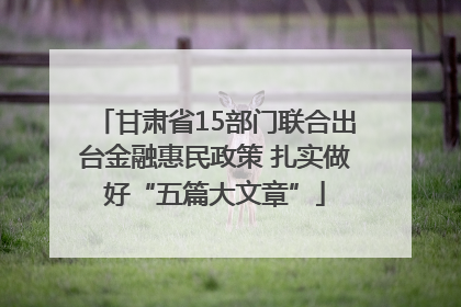 甘肃省15部门联合出台金融惠民政策 扎实做好“五篇大文章”