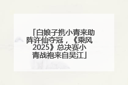 白娘子携小青来助阵许仙夺冠，《乘风2025》总决赛小青战袍来自吴江
