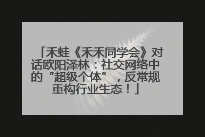 禾蛙《禾禾同学会》对话欧阳泽林：社交网络中的“超级个体”，反常规重构行业生态！