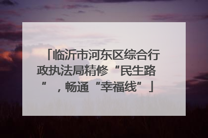 临沂市河东区综合行政执法局精修“民生路”，畅通“幸福线”