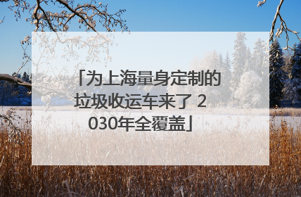 为上海量身定制的垃圾收运车来了 2030年全覆盖