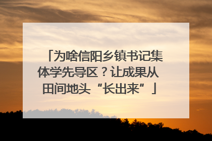 为啥信阳乡镇书记集体学先导区？让成果从田间地头“长出来”