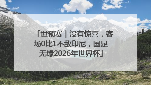 世预赛｜没有惊喜，客场0比1不敌印尼，国足无缘2026年世界杯