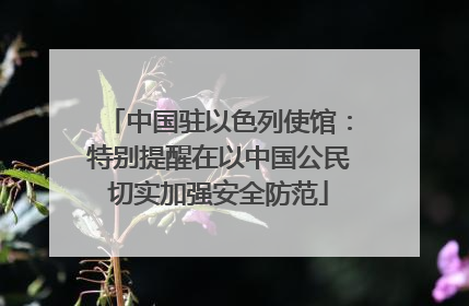 中国驻以色列使馆：特别提醒在以中国公民切实加强安全防范