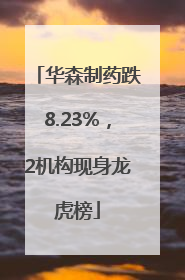 华森制药跌8.23%，2机构现身龙虎榜