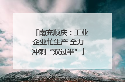 南充顺庆：工业企业忙生产 全力冲刺“双过半”