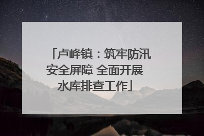 卢峰镇：筑牢防汛安全屏障 全面开展水库排查工作