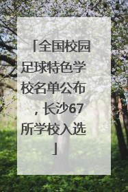 全国校园足球特色学校名单公布，长沙67所学校入选