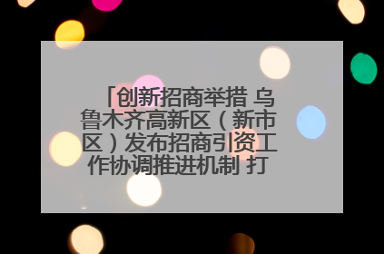 创新招商举措 乌鲁木齐高新区（新市区）发布招商引资工作协调推进机制 打造投资发展新高地