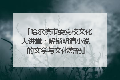 哈尔滨市委党校文化大讲堂：解锁明清小说的文学与文化密码