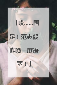 哎……国足！范志毅昨晚一度语塞！
