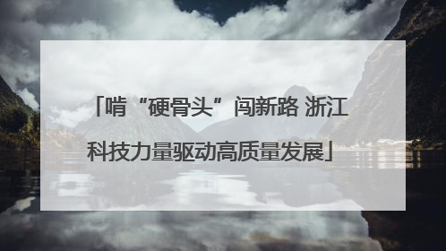 啃“硬骨头”闯新路 浙江科技力量驱动高质量发展
