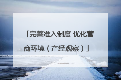 完善准入制度 优化营商环境（产经观察）