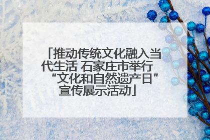 推动传统文化融入当代生活 石家庄市举行“文化和自然遗产日”宣传展示活动