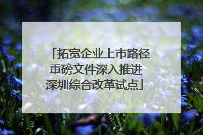 拓宽企业上市路径 重磅文件深入推进深圳综合改革试点
