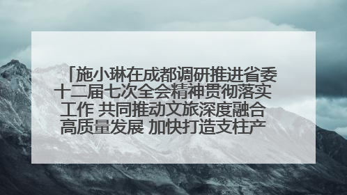 施小琳在成都调研推进省委十二届七次全会精神贯彻落实工作 共同推动文旅深度融合高质量发展 加快打造支柱产业民生产业幸福产业