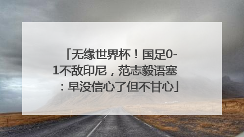 无缘世界杯！国足0-1不敌印尼，范志毅语塞：早没信心了但不甘心