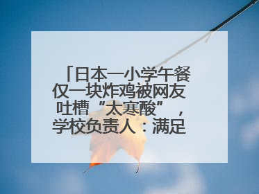 日本一小学午餐仅一块炸鸡被网友吐槽“太寒酸”，学校负责人：满足每餐600千卡的标准