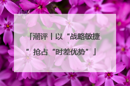 潮评丨以“战略敏捷”抢占“时差优势”