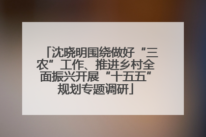 沈晓明围绕做好“三农”工作、推进乡村全面振兴开展“十五五”规划专题调研