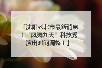 沈阳老北市最新消息！“凤舞九天”科技秀演出时间调整！