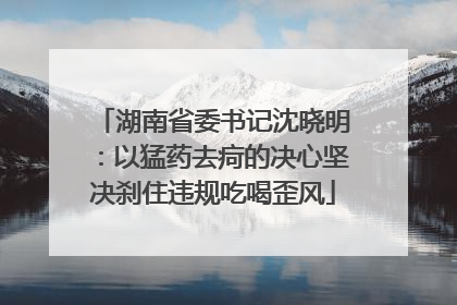 湖南省委书记沈晓明：以猛药去疴的决心坚决刹住违规吃喝歪风