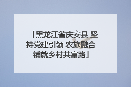 黑龙江省庆安县 坚持党建引领 农旅融合铺就乡村共富路